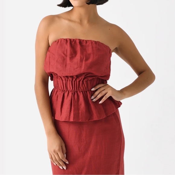 Posse Tops - POSSE Aurelia Strapless Top - Rust